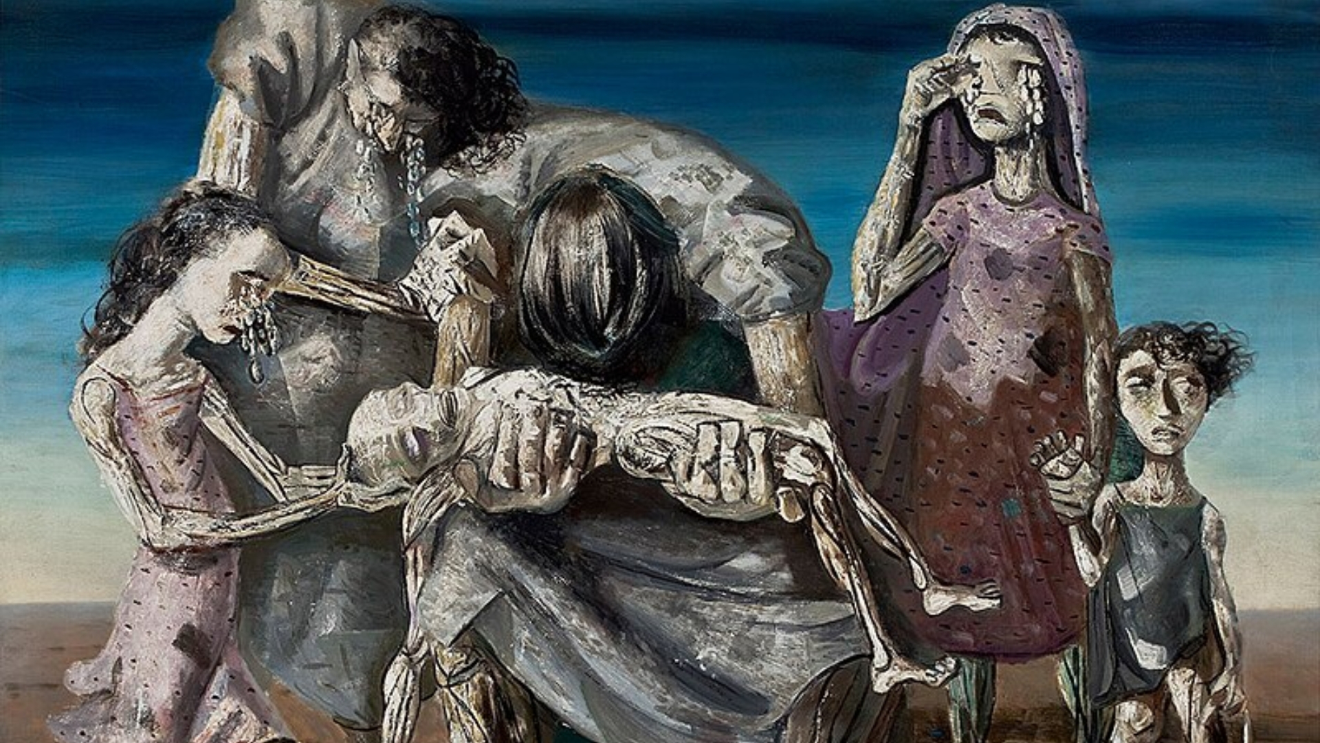Obra que retrata as vítimas da Grande Seca: Criança Morta, 1944, por Cândido Portinari